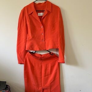 Dana Buchman Orange Blazer and Skirt Set